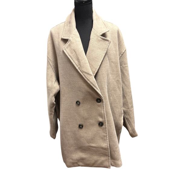 Free People Oversized Double Breasted Wool Blend Coat Oregano Size Large NWT - Picture 1 of 5